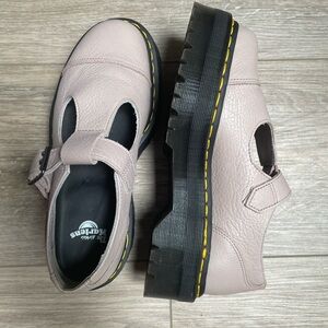 Dr. Martens Taupe Leather Mary Jane Shoes